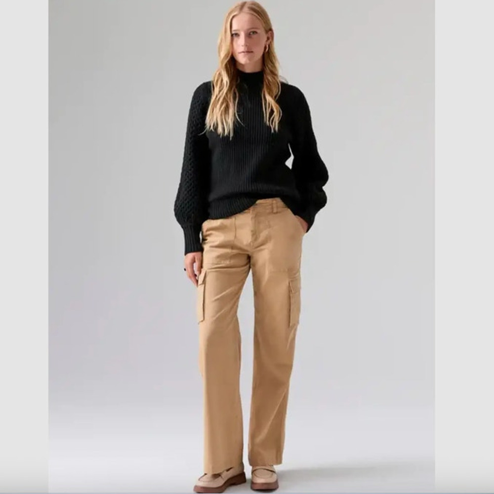 SANCTUARY Pants Size 34 NEW Reissue Cargo Pant Pockets Tan Khaki Straight Leg
